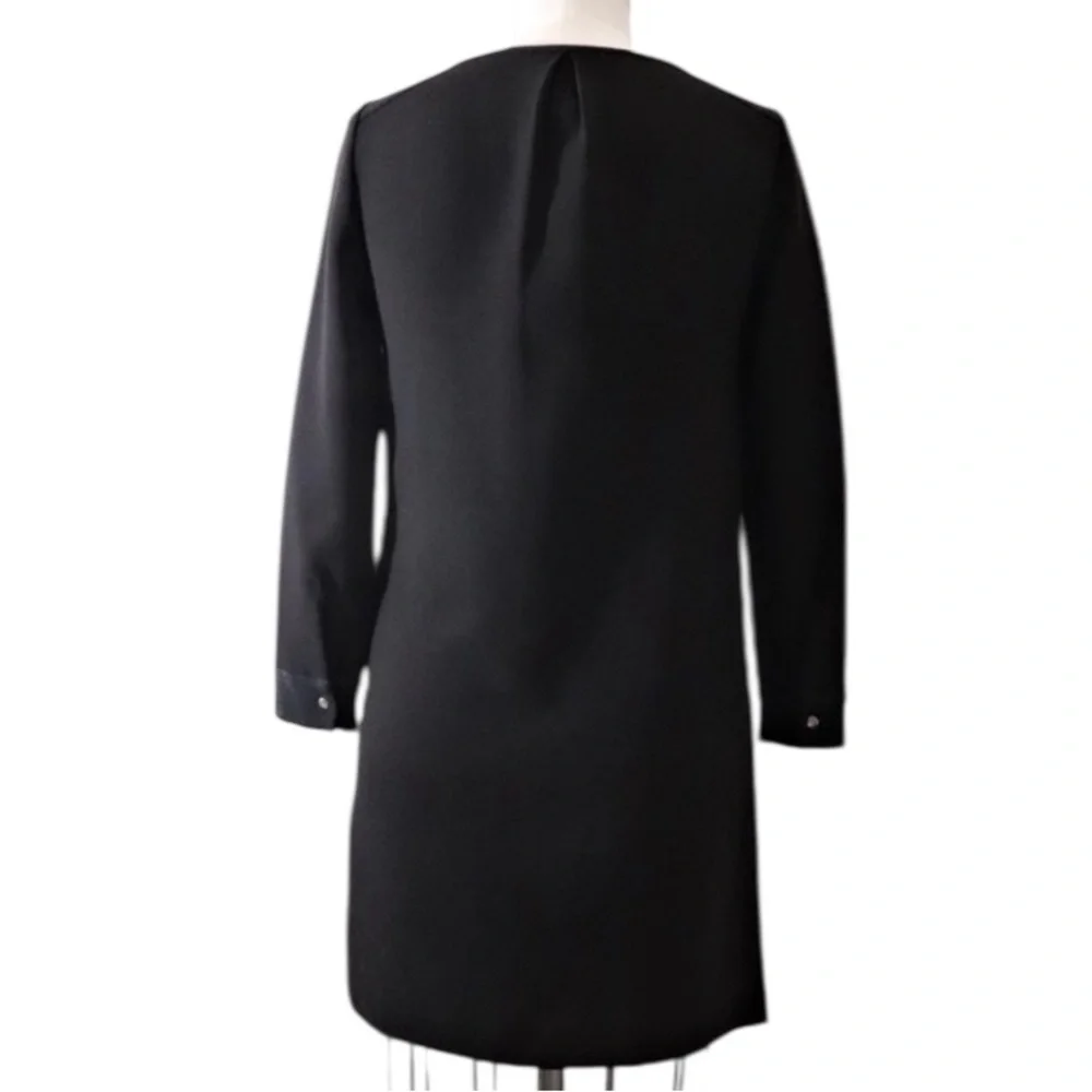 Madewell black round neck pullover zipper front pockets sheath 3/4 sleeves dress